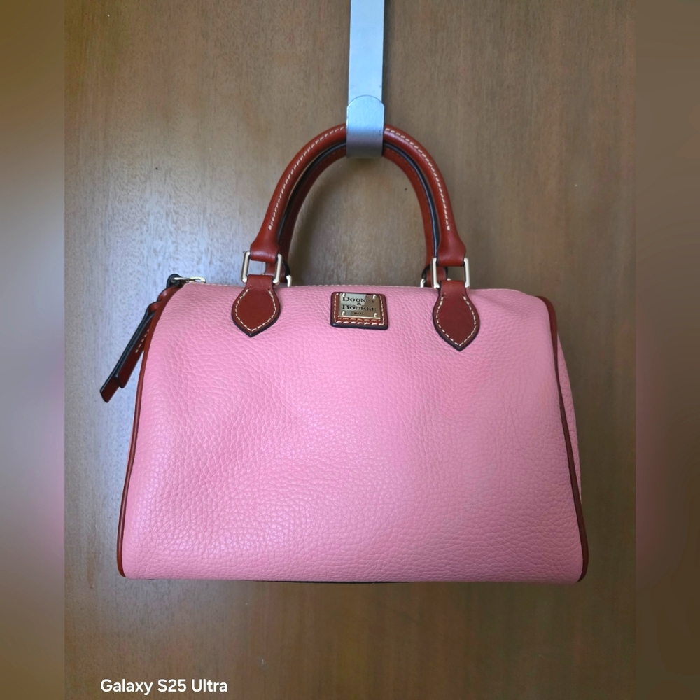 Dooney & Bourke Pink Satchel with Brown Trim